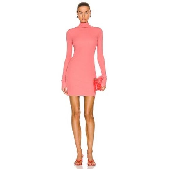 ZEYNEP ARCAY pink turtle neck longsleeve Backless Mini Jersey Dress IT 42 (US 6) - Picture 1 of 15